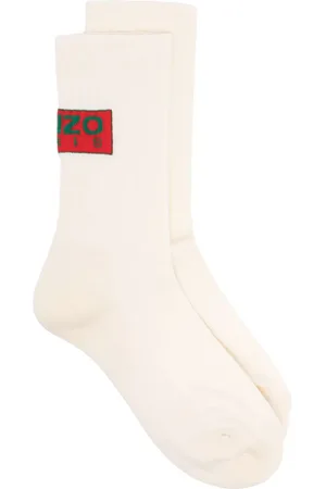 Kenzo Calcetines de canalé con logo de intarsia