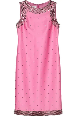 VALENTINO GARAVANI Vestido midi con aplique de cristales 2000