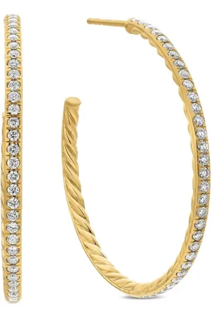 David Yurman Pendientes de aro de 38 mm en oro amarillo de 18 ct con diamantes en pavé