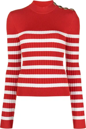 Balmain Jersey a rayas con cuello vuelto