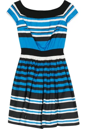 Prada Vestido corto acampanado a rayas 2000