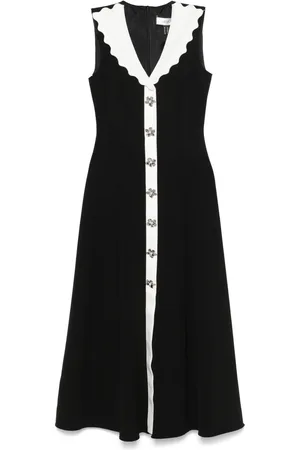 NISSA Vestido midi con cuello festoneado