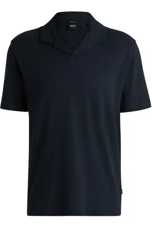 HUGO BOSS Polo de lino de manga corta