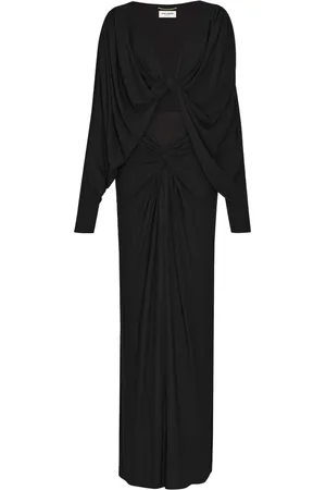Saint Laurent Vestido acampanado con cuello en V