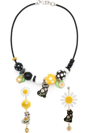 AMIR SLAMA Set de pendientes y collar con charm de gato