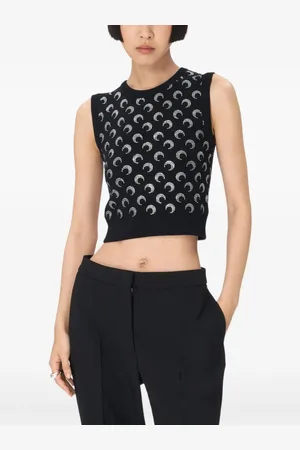 Marine Serre Top corto con aplique de strass