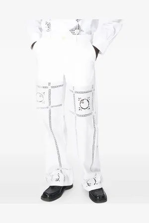 Marine Serre Pantalones de algodón bordados