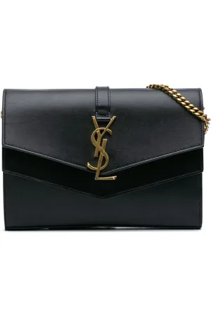 Saint Laurent Bandolera Sulpice de piel con monograma y correa de cadena 2019