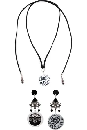 AMIR SLAMA Conjunto de pendientes y collar con colgante floral