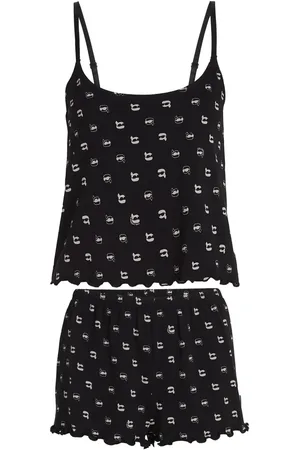 Karl Lagerfeld Set de pantalones cortos y camiseta con borde festoneado