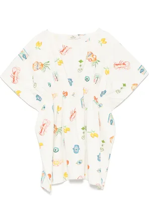 Le pandorine Vestido tipo caftán con estampado mediterráneo