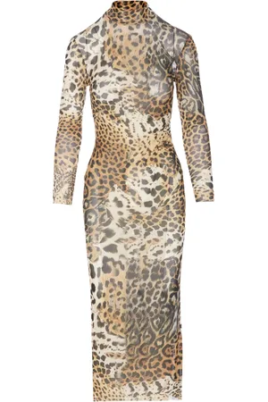 Roberto Cavalli Vestido midi con estampado de leopardo