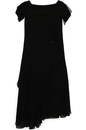 YOHJI YAMAMOTO Vestido drapeado con cuello cuadrado