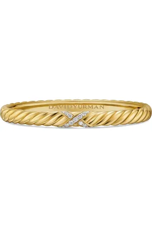 David Yurman Pulsera Sculpted Cable X Center Station en oro amarillo de 18 ct con diamantes