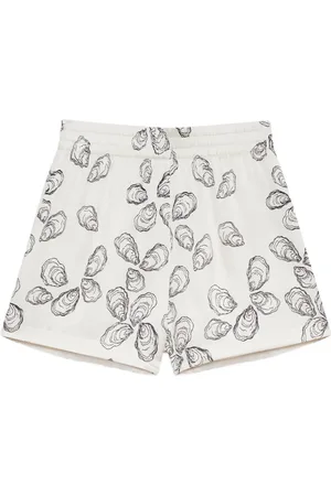 ANINE BING Set de pantalones cortos y camisa con hojas estampadas