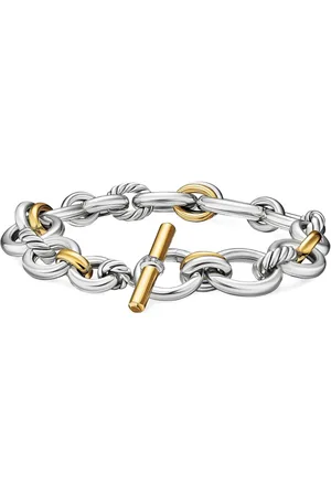 David Yurman Pulsera DY Mercer® Chain en oro amarillo de 18 ct y plata de ley con diamantes