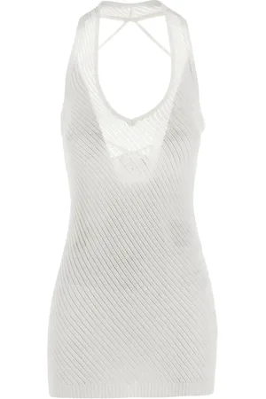 LANEUS Vestido corto de punto calado