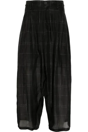 YOHJI YAMAMOTO Pantalones plisados a cuadros