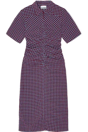Ganni Vestido midi fruncido