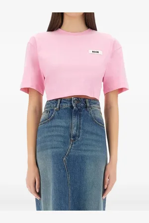 Msgm Camiseta corta con detalle de lazo
