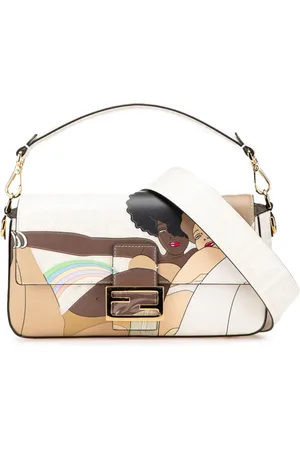 Fendi Bolso satchel Bikini Girls Baguette de lona revestida con monograma Zucca característico 2010-2024