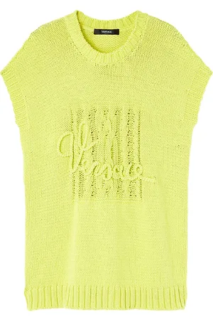 VERSACE Top sin mangas con logo en intarsia