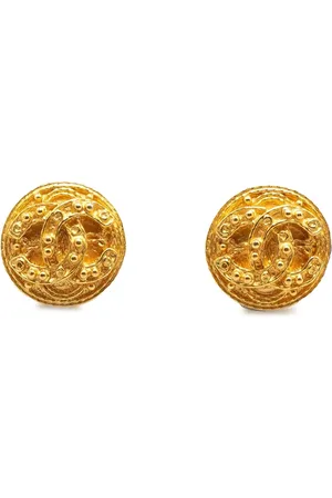 CHANEL Pendientes de clip con logo CC bañados en oro 1994