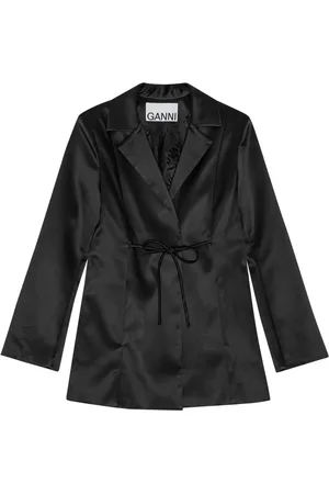 Ganni Blazer de satén con cintura lazada