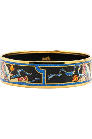 Hermès Pulsera Wide Folding Fan Enamel Bangle 70 20st Century