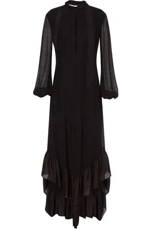 Serafini Vestido largo con detalles de volantes