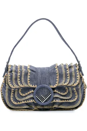 Fendi Bolso de mano Fendi Kan I Baguette vaquero con volantes 2010-2024