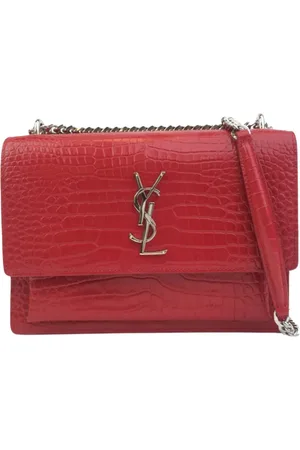 Saint Laurent Bandolera Croc Embossed Sunset mediana 2018
