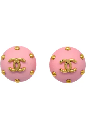 CHANEL Pendientes de botón con logo CC 1996