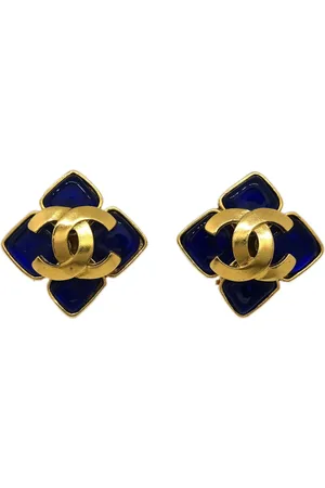 CHANEL Pendientes de clip Rhombus con logo CC 1995