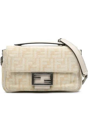 Fendi Bolso de hombro FF Chenille and Vitello Seta Chain Midi Baguette 2010-2024