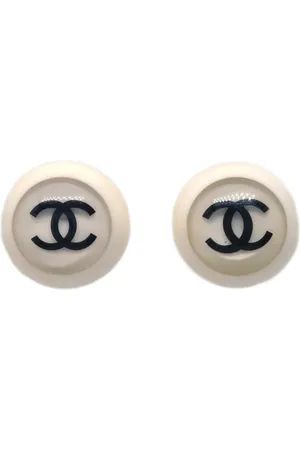 CHANEL Pendientes de botón con logo CC 2001