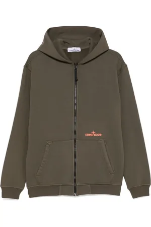 Stone Island Sudadera de vellón y algodón con capucha