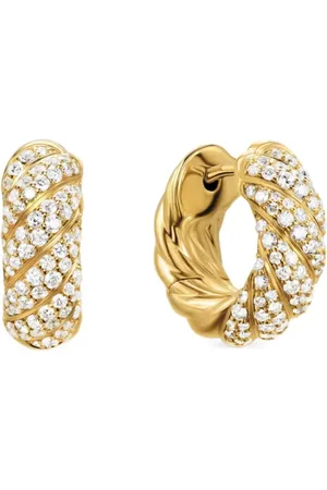David Yurman Pendientes de aro Sculpted Cable en oro amarillo de 18 ct con diamantes