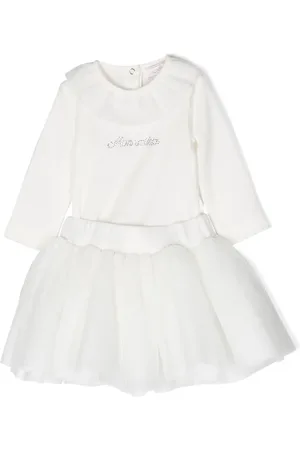 MONNALISA Vestido con logo de strass