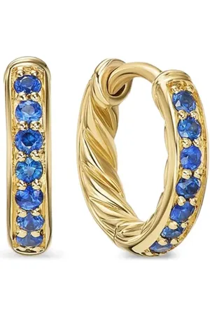 David Yurman Pendientes de aro huggie Petite Pavé de 12 mm en oro amarillo de 18 ct