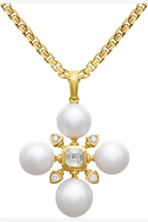 David Yurman Colgante Renaissance de 37.5 mm en oro amarillo de 18 ct con diamantes y perlas
