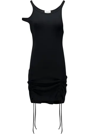 LANEUS Vestido de canalé fino