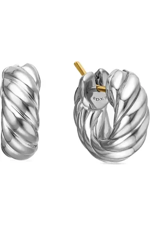 David Yurman Pendientes de aro Sculpted Cable de 14.4 mm en plata de ley