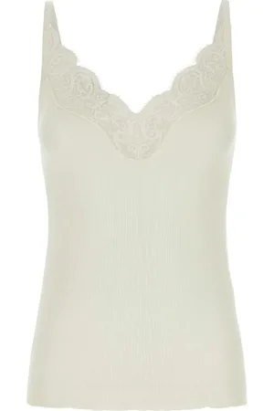 Saint Laurent Top sin mangas con encaje