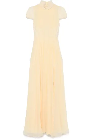 Alexander McQueen Vestido largo de gasa plisado