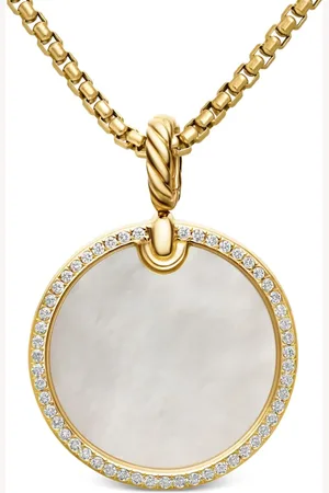 David Yurman Colgante DY Elements Disc de 24 mm en oro amarillo de 18 ct con diamantes