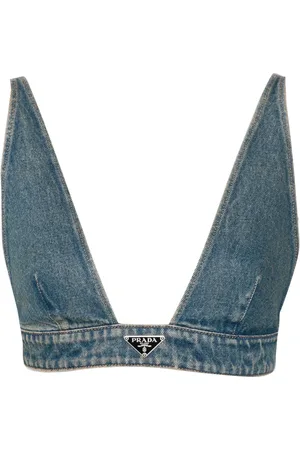 Prada Top corto vaquero con logo