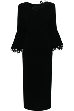 TALBOT RUNHOF Vestido midi drapeado con encaje