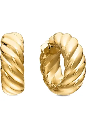 David Yurman Pendientes de aro Sculpted Cable de 25 mm en oro amarillo de 18 ct