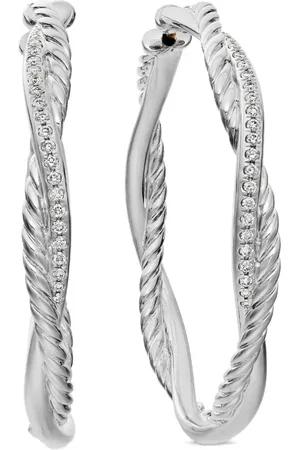 David Yurman Pendientes de aro Infinity de 42 mm en plata de ley con diamantes